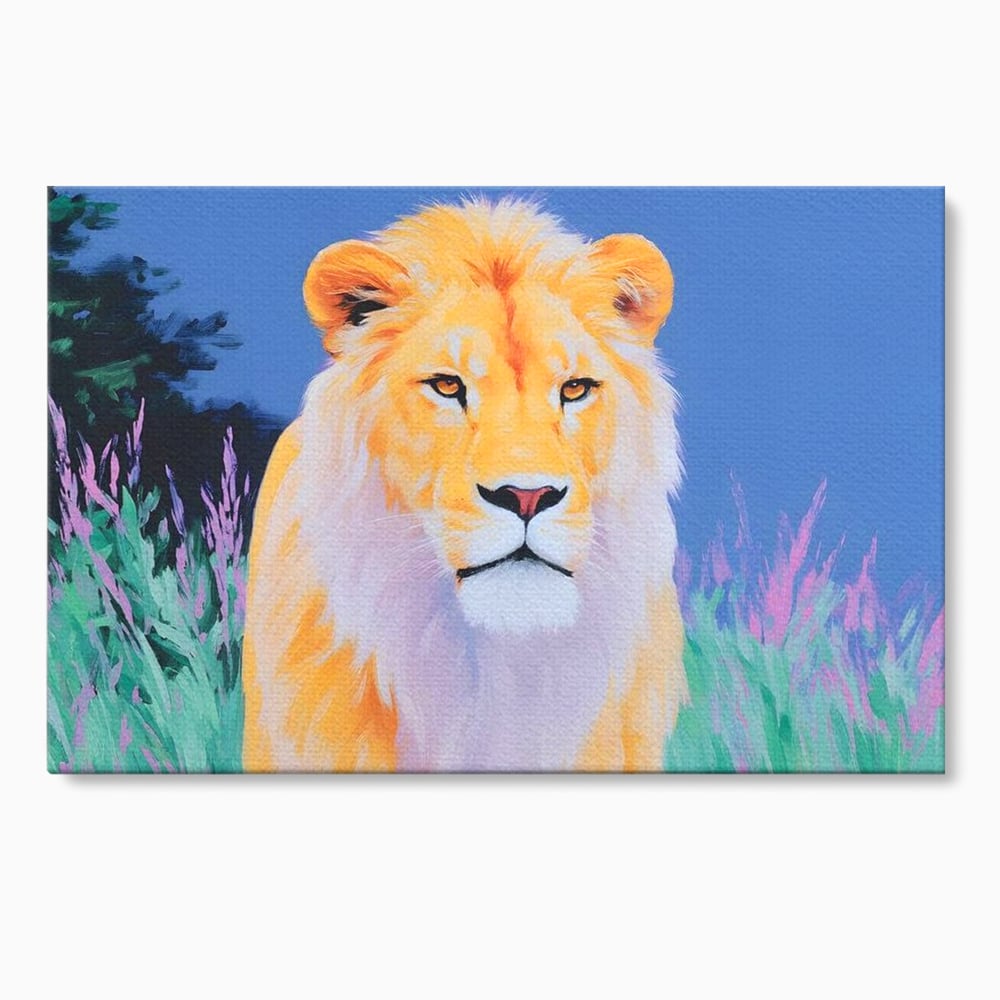 Tablou canvas cu tablou canvas cu pictura de leu, fara rama, pe sasiu de lemn